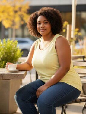 ROAMANS Yellow Ribbed Layering Tank Plus Ladies MEDIUM 14-16